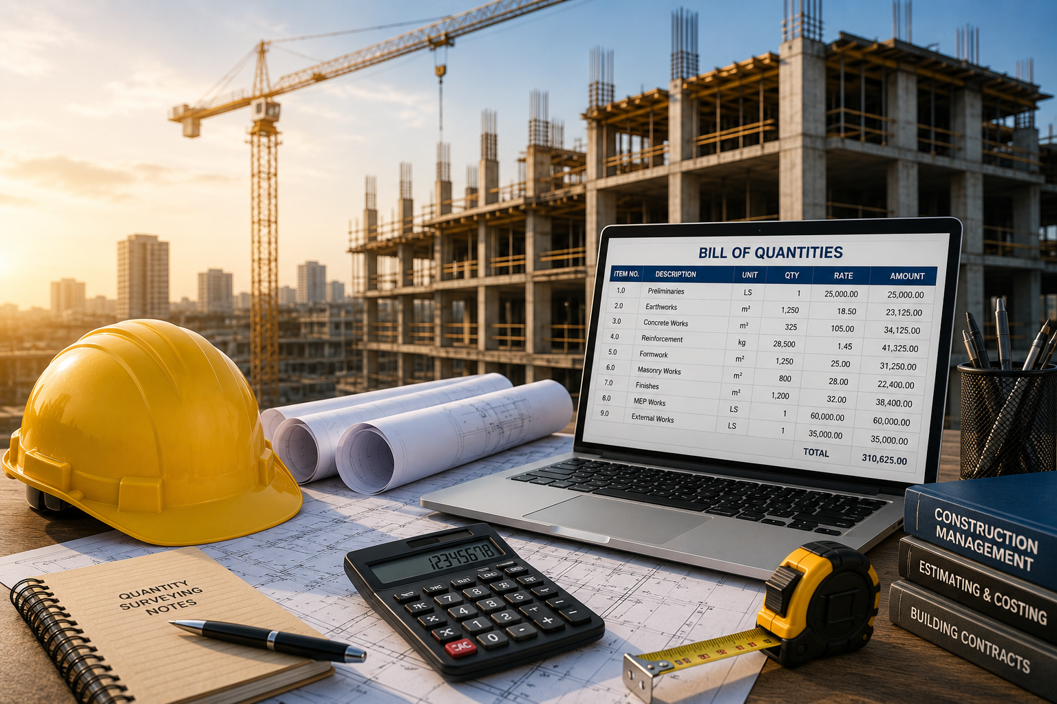 Quantity Surveying courses, BOQ, construction drawings and cost estimation